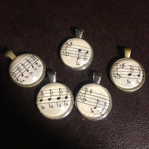 Handmade Sheet Music Pendant Cabochon